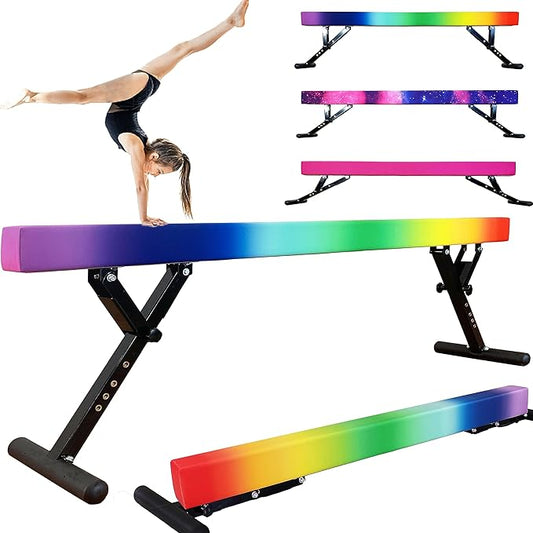 Adjustable Balance Beam Gymnastics Beam 8 FT Adjustable Height Beams for Kids, High and Low Floor Beams,Gymnastics Equipment for Kids Adults Training at Home and Gym Center