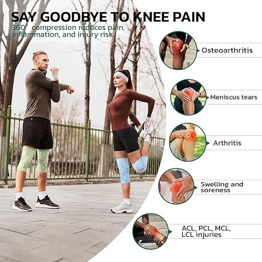Compression Knee Brace for Women & Men, 2 Pack AOCELL Knee Sleeve Support for Knee Joint Pain Relief, ACL, Meniscus Tear, Arthritis - Breathable for Workout, Running, Gym, Sports, Fitness L