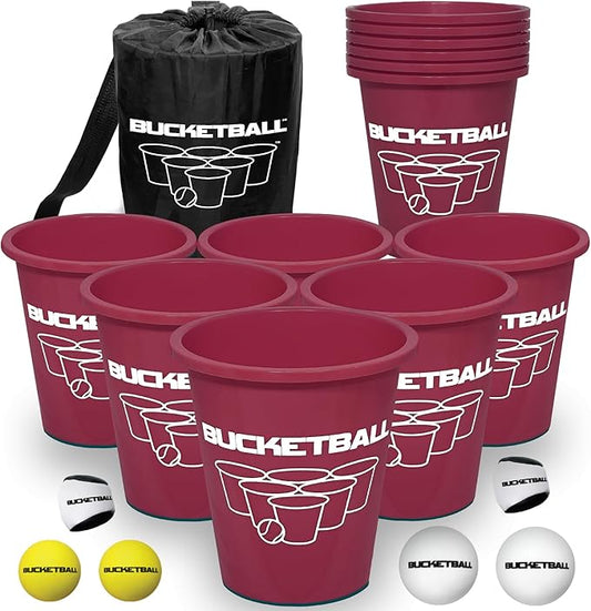 BucketBall | Team Color Edition | Combo Pack (Maroon/Maroon): Original Yard Pong Game: Best Camping, Beach, Lawn, Outdoor, Family, Adult, Tailgate, Jumbo, Giant Game