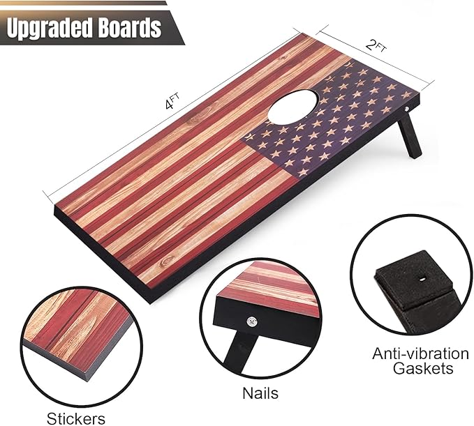 Cornhole Set 4x2 and 3X2 Regulation Size Corn Holes Sets with Carrying Bags & 8 Bean Bags Cornhole Boards Bean Toss Games for Adults Family Outdoor Beach Lawn Outside Backyard Games