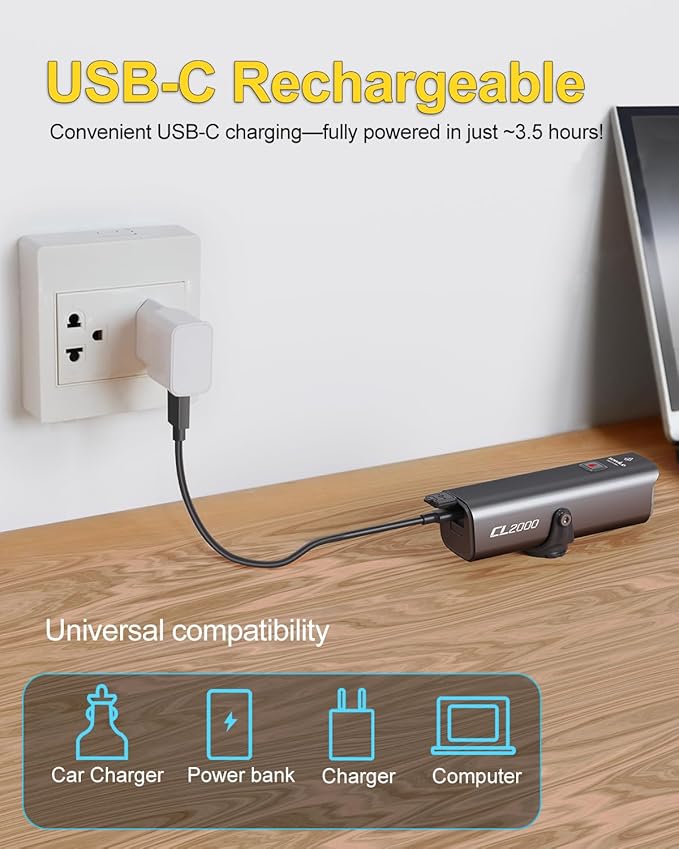 TOWILD CL2000 Bike Lights for Night Riding,2000LM Super Bright Bicycle Headlight,Waterproof Bike Front Light for Mountain Road Cycling Commuting