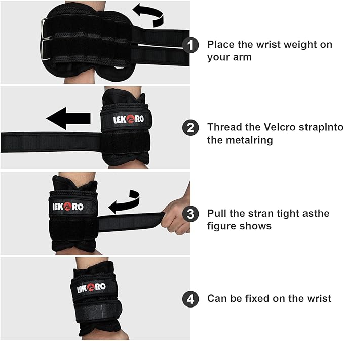 Adjustable Wrist Ankle Weights, Removable Arm & Leg Weight for Men & Women, Fitness, Strength Training, Running, Walking, Jogging, 1 Pair 2 Pack