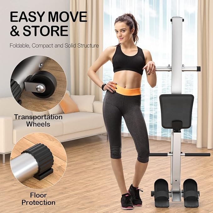 Rowing Machine for Home Use, LUBBYGIM Rowing Machine Foldable Rower with LCD Monitor - Hyper-Quiet & Smooth - 2024 Upgraded Version with 300LBS Loading Capacity