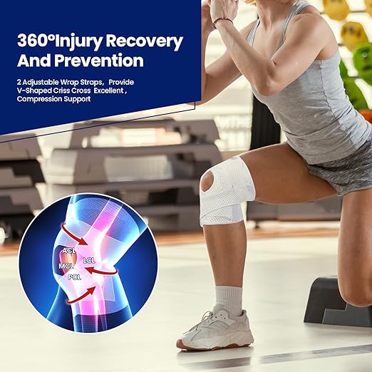 Knee Brace for Meniscus Tear, Knee Pain, Adjustable Breathable Knee Support with Side Stabilizers for Knee Pain Arthritis Recovery Joint Support, Women and Men