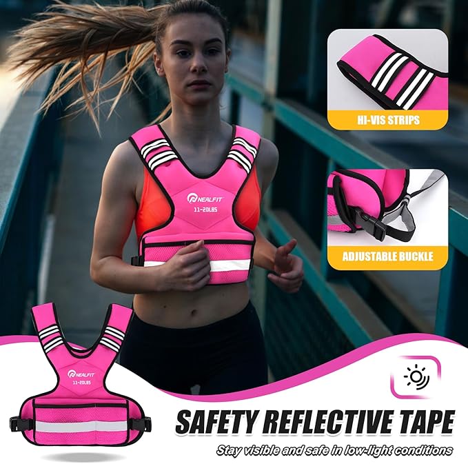 Weighted Vest for Women and Men, 5-10lb/11-20lb/18-30lb Adjustable Weighted Vest with Reflective Strip, Body Weight Vest for Walking, Running, Fitness, Strength Training