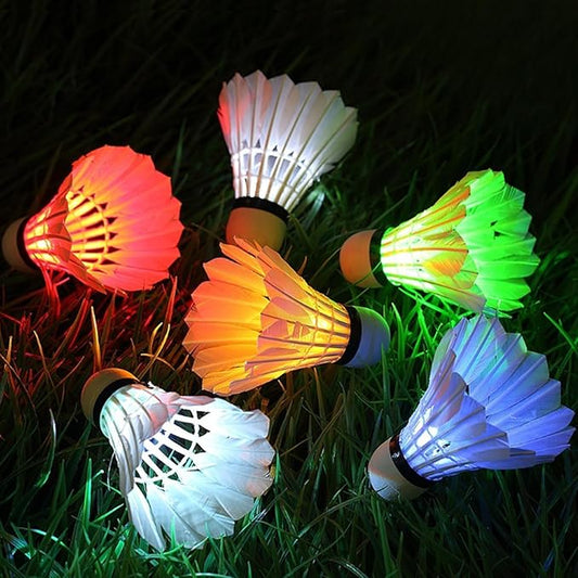 LED Badminton Birdies 4/5/6 PCS,Nylon Glow in The Dark Badminton Shuttlecocks,Goose Feather Colourful Lighting Birdies, Plastic Light Up Birdie Balls for Indoor Outdoor Sports Activities