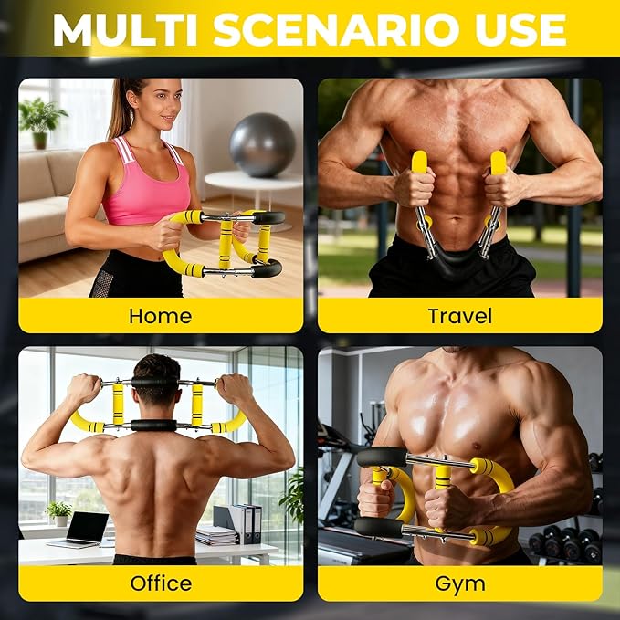 Twister Arm Trainer, Chest Workout Equipment for Men & Women Portable Spring Resistance Chest Exerciser Forearm Strengthener Bar Detachable for Home Fitness Equipment for Enhancing Upper Body Muscle