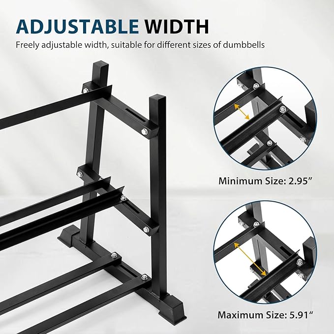 Dumbbell Rack, Bongkim Dumbbell Set with Rack Stand, Dumbbells Weights Rack for Home Gym, Weight Rack for Dumbbells, Kettlebells, and Weight Plates 1100LBS