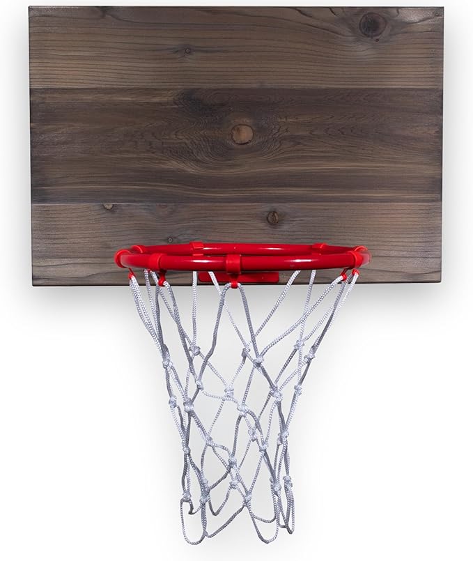 All-Star Mini Indoor Basketball Hoop & Ball Set in Solid red Cedar Made in USA. Unique Over The Door or Wall Option 3 Mini Basketballs for Indoor Fun.
