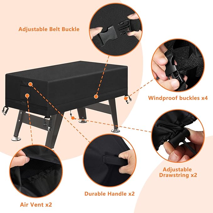Kovshuiwe Foosball Table Cover Outdoor Waterproof Soccer Table Cover Heavy Duty Rectangular Patio Football Game 58"x52"x30"(LxWxH )