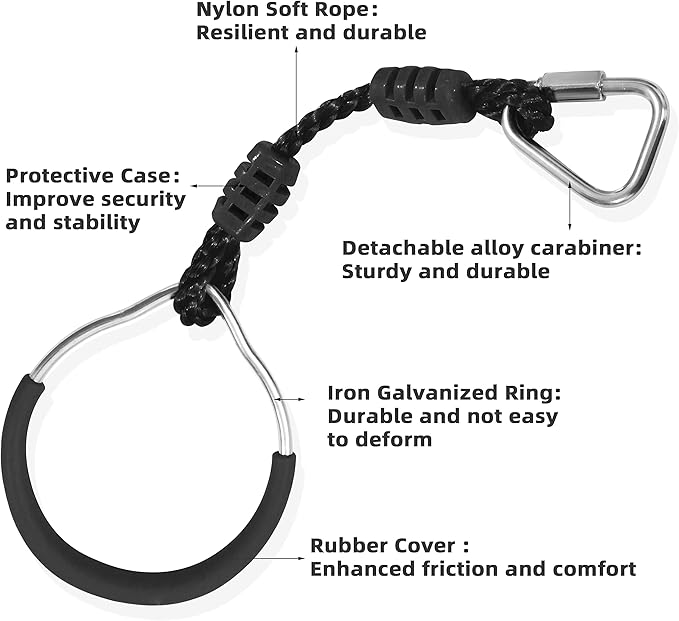 Ninja Ring Fitness Gymnastic Ring Climbing Bar Workout Outdoor Backyard Playground Training Equipment Play Set, Jungle Gym Fist Hanging Swing Monkey Bars Ninja Warrior Obstacle Course Trapeze Playsets