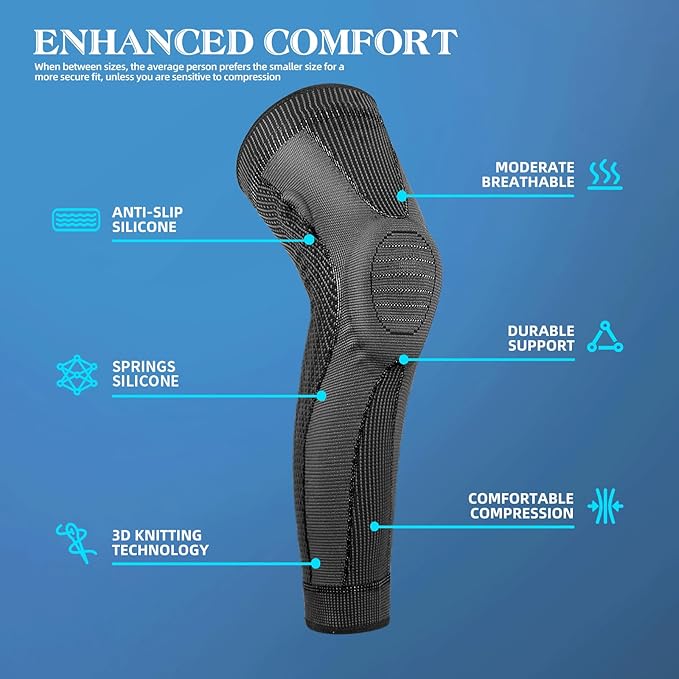 Full Leg Sleeves Long Compression Leg Sleeve Knee Sleeves Protect Leg, for Man Women Basketball, Arthritis Cycling Sport