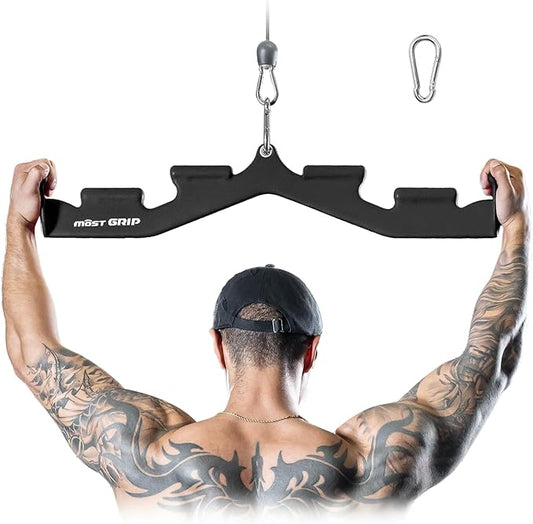 LAT Pull Down Bar with 6 Ergonomic Handles, Neutral Grip LAT Pulldown Attachments for Whole Back Training, Wide Grip LAT Pulldown Bars for Home Gym Cable