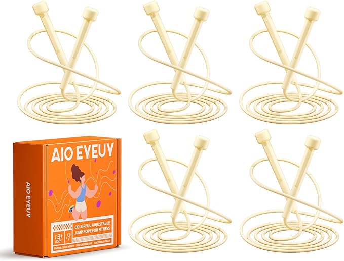 5 Pack Adjustable Jump Rope for Fitness and Exercise,Lightweight PVC Skipping Rope for Men,Women and Kids-Tangle-Free for Keeping Fit, Training, Workout