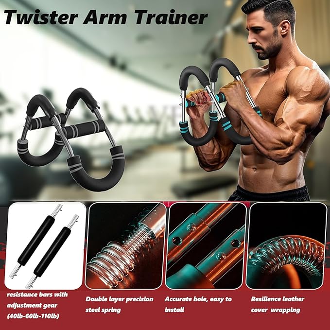 Twister Arm Trainer, Adjustable Resistance Twister Arm Exerciser Chest Exerciser for Men, Portable Chest Workout Equipment Arm Trainer for Men