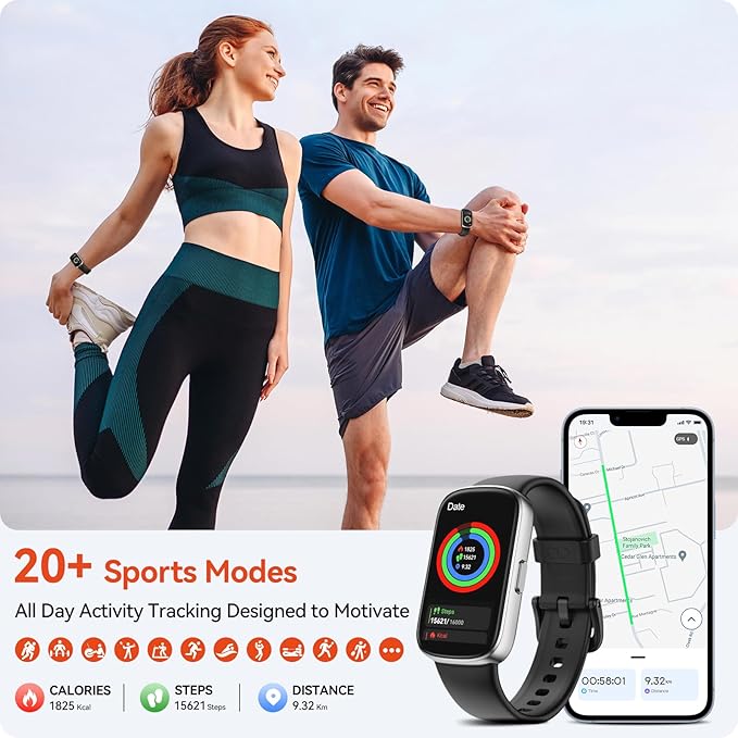 Fitness Tracker Watch with 24/7 Heart Rate Sleep Blood Oxygen Monitor, IP68 Waterproof Smart Watch, Step Calorie Counter Pedometer Health Activity Trackers and SmartWatches for Men Women