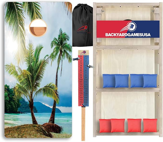 CornholeGamesUSA Pro Cornhole Boards Set | Made in USA | 3/4 Baltic Birch | No Bounce | Triple Thick Legs | Two Brace & Handles, Tournament 2x4 Regulation Set with Score Tower & Cornhole Bags