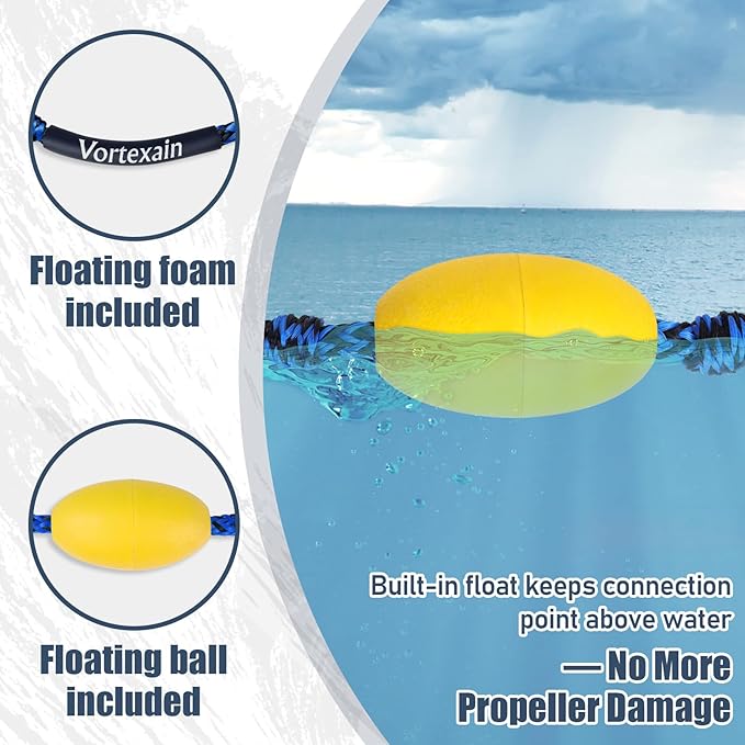 Boat Tow Rope with Stainless Steel, Ropes for Towable Tubes Jet Ski Accessories