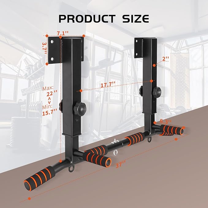 Pull Up Bar Wall Mounted: Wall Adjustable Joist Mount Pull Up Bar & Chin Up Bar for Home Gym Workout Strength Training Equipment