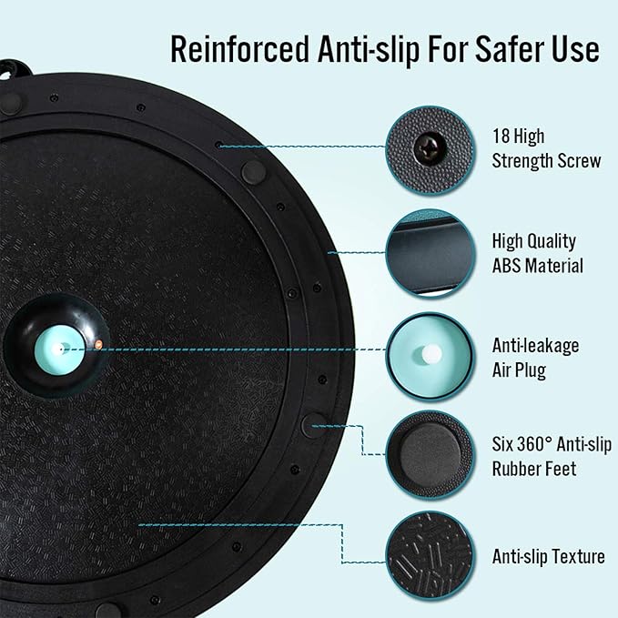 JX FITNESS 58cm Balance Half Ball Trainer, Stability Exercise Yoga Half Ball with Resistance Bands & Pump - Improve Core and Ab Strength with Full Body Home Gym Workouts Or Fitness Training