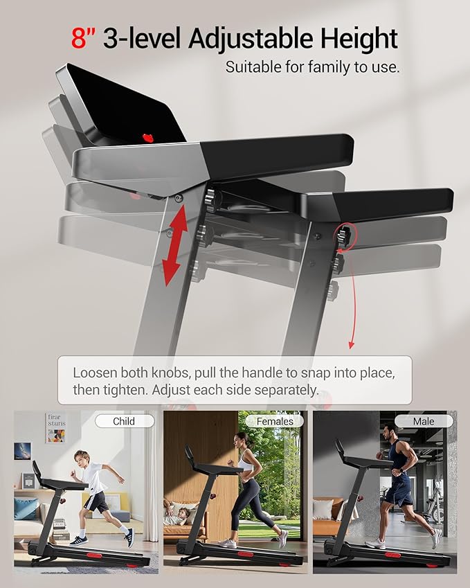 UMAY Fitness Treadmill with Incline, Foldable Compact Treadmills for Home with Pulse Sensors, Max 300/400 LBS Capacity, 3.0/3.5HP Quiet Brushless, Max 8.7 MPH