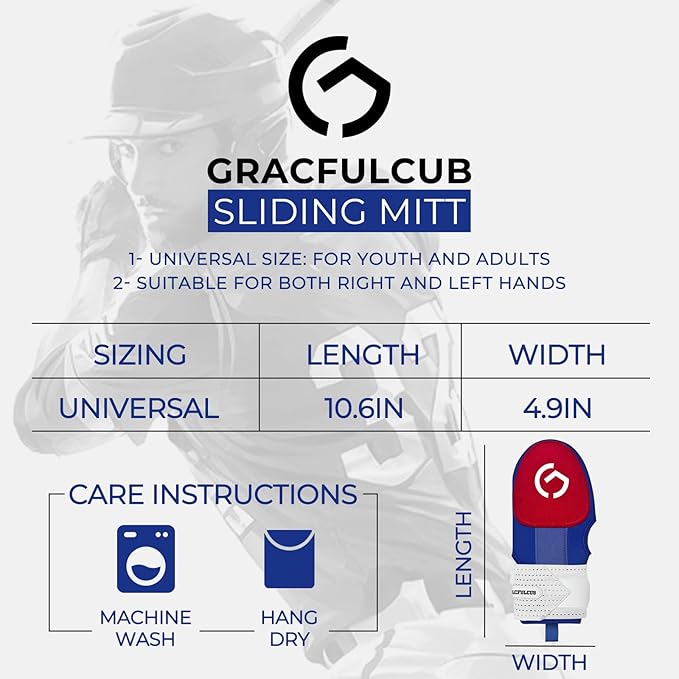 Gracfulcub Baseball Sliding Mitt, Baseball Glove Softball Guard, Ergonomic Design Protecting Fingers for Basic Base Running