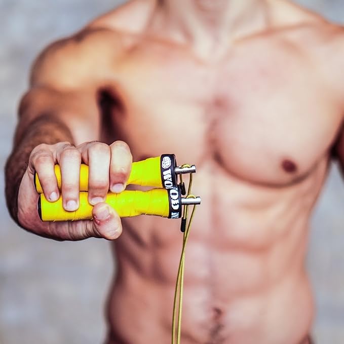 WOD Nation Attack Speed Jump Rope : Adjustable Jumping Ropes : Unique Two Cable Skipping Workout System : One Thick and One Light 11 Foot Cable : Perfect for Double Unders : Men and Women