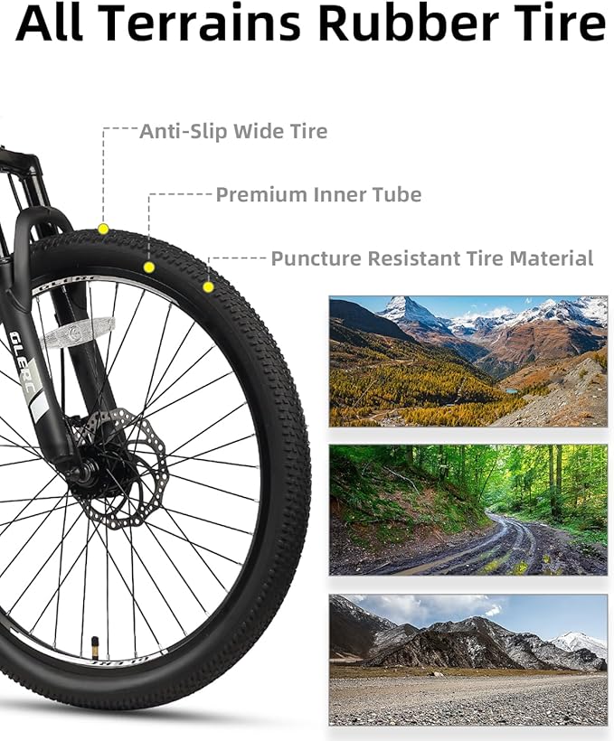 Glerc 20 24 Inch Kids Bike, Kids Mountain Bike for Boys and Girls Ages 6-14, 21-Speed Skyline Bicycle with Front Suspension and Disc Brakes, Multiple Colors