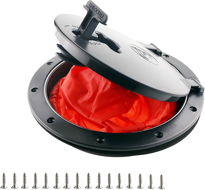 Hatch Cover Deck Plate ABS Easy Install Accessories Hatch Cover with Red Waterproof Bag and Fasteners for Kayak Boat Fishing Rigging