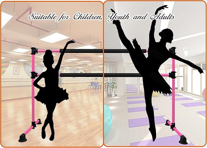 Wesky Double Ballet Barre Portable 4FT Adjustable Freestanding Ballet Barre Fitness Stretching Dancing Bar for Home Studio Adult and Kids