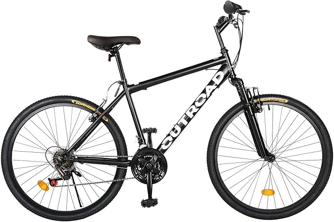 26 Inch Mountain Bike, 7-Speed High-Carbon Steel/Aviation Grade Frame with Dual Suspension, Adjustable Ergonomic Seat for Adults