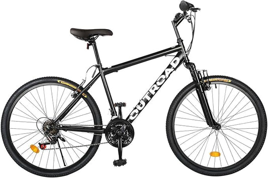 26 Inch Mountain Bike, 7-Speed High-Carbon Steel/Aviation Grade Frame with Dual Suspension, Adjustable Ergonomic Seat for Adults