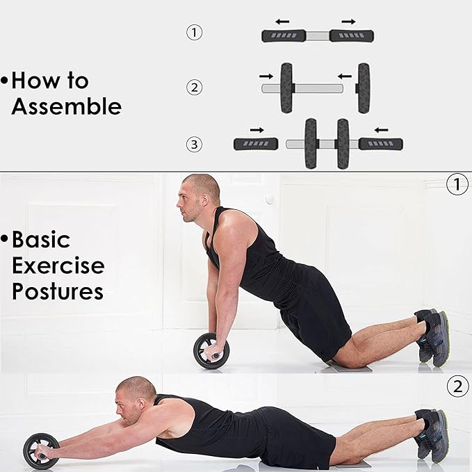 Arespark Ab Roller Wheel, Home Gym Equipment for Core Workout, No Noise Exercise Wheels with Knee Pad, Fitness Training Wheel Abs Workout Equipment for Sports