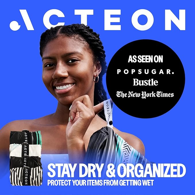 Acteon Wet Dry Gym Bag, Large Travel Water-Resistant Swimsuit & Clothes Organizer, Foldable Pocket Sized Pool, Beach Workout Bags, Fit for Men, Women, Swim, Shoes & Towels, Toiletries, Dirty Laundry