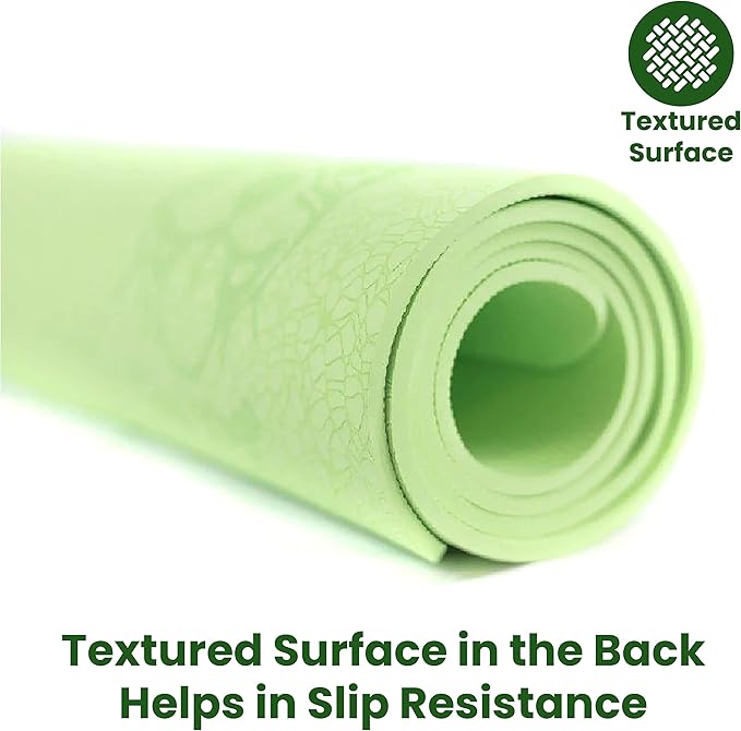 Mat-Essential Green TPE, Latex-free, Eco-friendly, Non-toxic, Non-slip, thick mat 6' x 2' x 8mm and a Donation to Charity