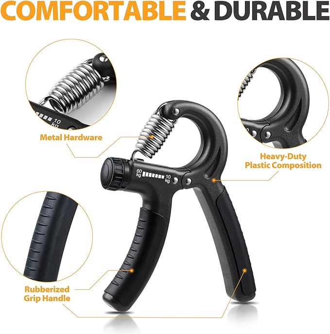 NIYIKOW 2 Pack Grip Strength Trainer, Hand Grip Strengthener, Adjustable Resistance 22-132Lbs (10-60kg), Forearm Strengthener, Perfect for Musicians Athletes