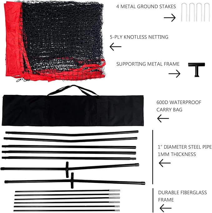 portable Portable Backstop Barrier Netting - multi-Sport lacrosse soccer basketball tennis protective screen with Carry Bag