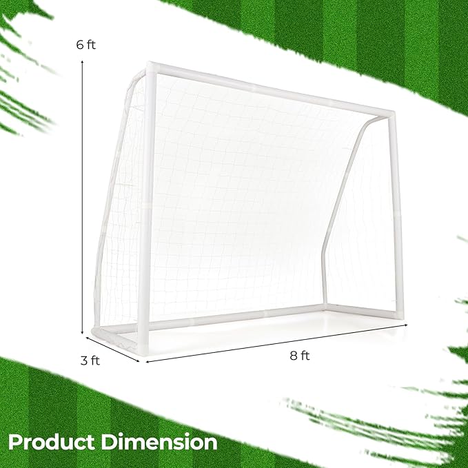 GYMAX Soccer Goal, Soccer Goals for Backyard with All Weather Net, Ground Stake & Zip Ties, Easy Assembly Folding Soccer Frame and Net for Kids School Club Training Practice