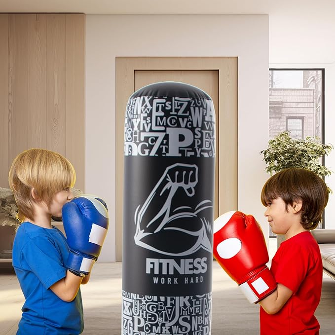 DIMAR GARDEN Inflatable Punching Bag for Kids, 64 Inch Boxing Bag for Karate & Taekwondo Practice