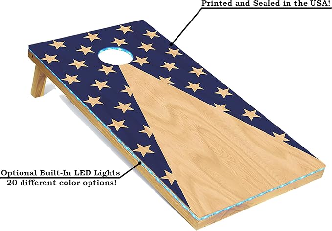 Tailgating Pros Cornhole Board Set w/Bean Bags and Carrying Case - 4'x2' Corn Hole Toss - Tournament and Lightweight Options - Optional LED Lights