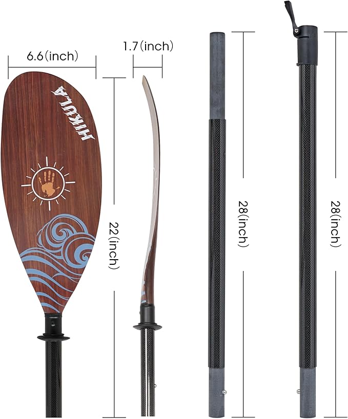 Adjustable Kayak Paddle with Carbon Shaft and PP Blade Available in 220-230/220-240/230-250cm Floating Lightweight Kayak Oars with Original Pattern