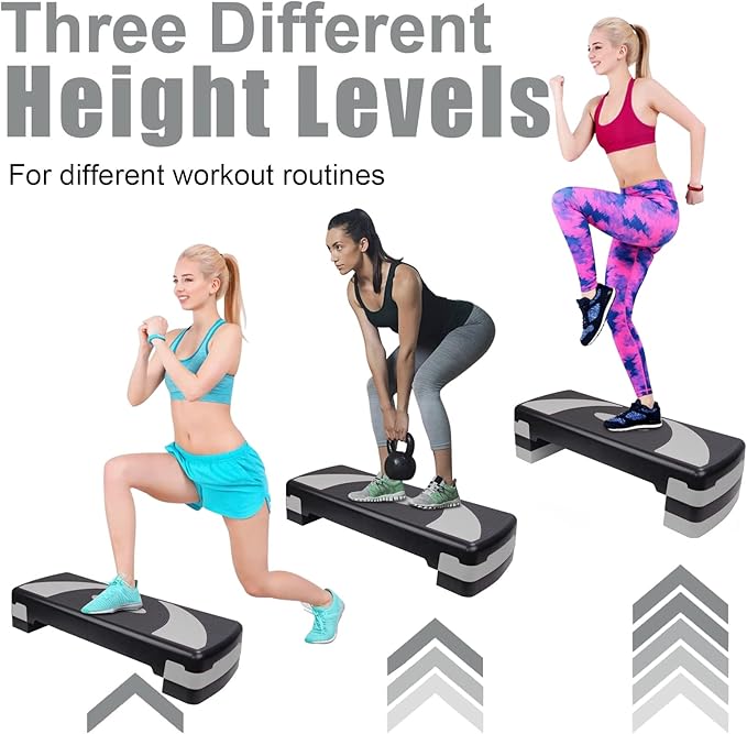 Exercise Workout Aerobic Step Platform Trainer, 31" Aerobic Stepper with 4"-6"-8" Adjustable Height Risers