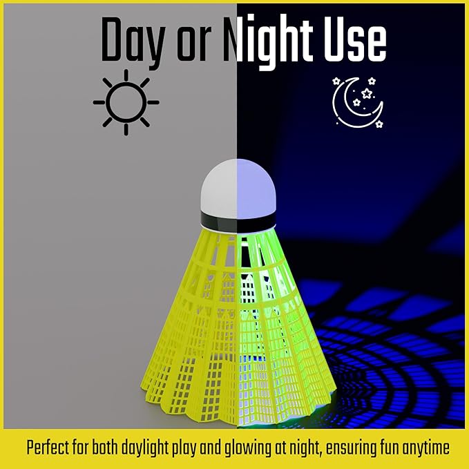 EAGLES LED Badminton Shuttlecocks - 5 or 11 Pack Lighting Birdies, Nylon Glow in The Dark Birdie Balls for Baseball Practice Plastic Light Up Birdies for Outdoor Indoor Sports