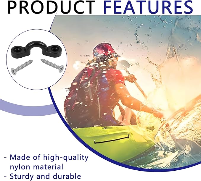 20 Pack Kayak Pad Eye Kit, Nylon Bungee Deck Loops with 40 Stainless Steel Screws, Tie Down Pad Eyes for Kayaks, Canoes, Boats, Deck Rigging, Paddle Holders & Marine Accessories