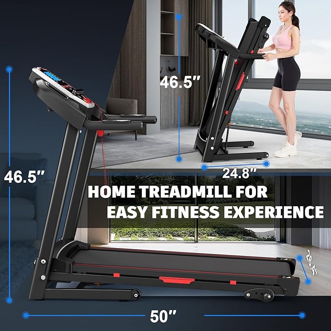 Walking Pad Treadmill Treadmills for Home Folding Treadmill with Incline 3.5HP Quiet Brushless, Running Machine 330 Lbs Capacity, App, Pulse Sensor Heart Rate with LCD Display Holder for Cup & Phone