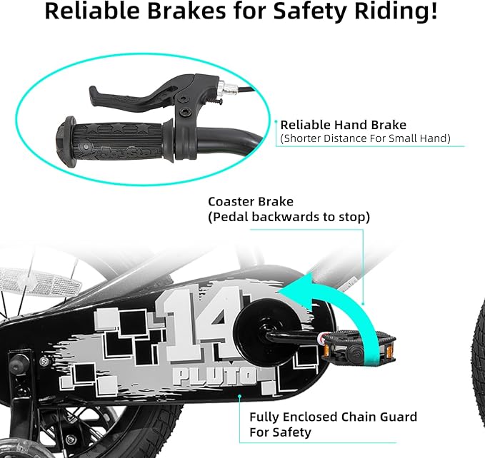 JOYSTAR Pluto 12 14 16 18 20 Inch Kids Bike with Light Up Training Wheels, Kids' Bicycle for Boys Girls Age 3-12 Years, Children Bikes, Multiple Colors