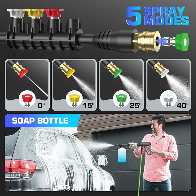 4800 PSI Pressure Cleaner- 4.0 GPM High Power Cleaner with 33FT Hose Reel, 4 Spray Tips and Soap Bottle for Car Washing, Fence Cleaning, Patio Maintenance（Upgraded）(Light Green)