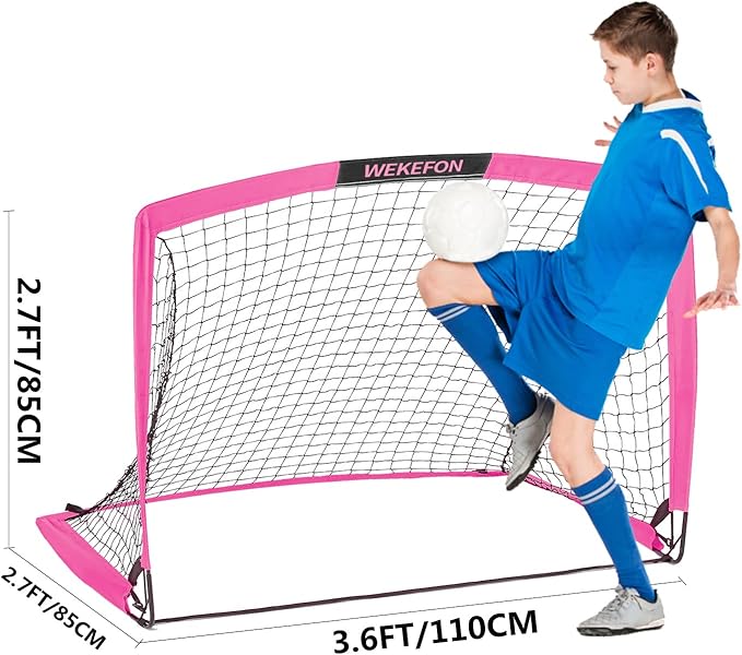 Soccer Goal with Carry Bag, 10/9MM Strengthen Pole, Arched Design, Kids Soccer Goals for Backyard Set 5x 3.1/3.6x2.7/2.9x2.4ft Portable Pop Up Soccer Nets for Toddler, Adults, Youth Games, Play, Gifts