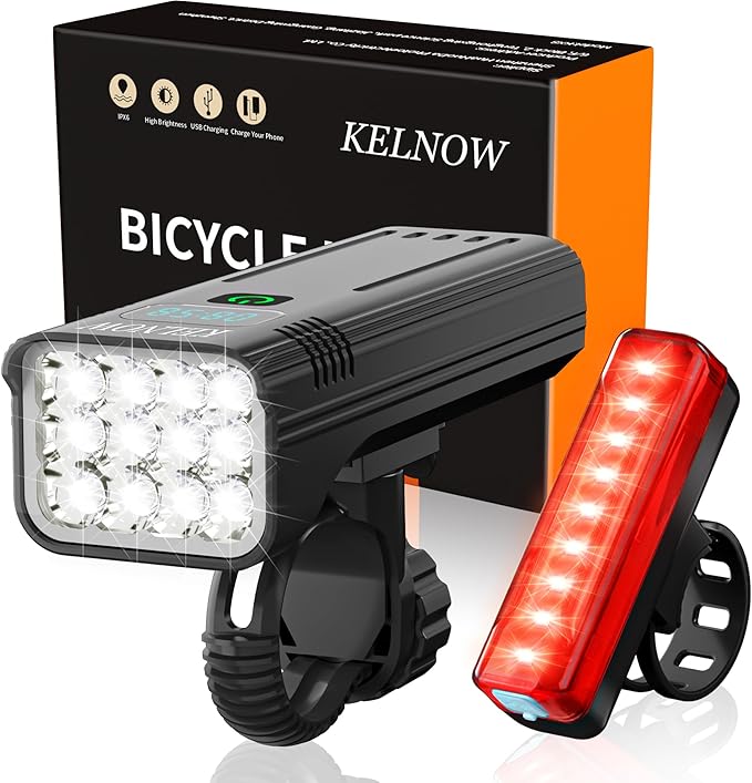 Bike Lights for Night Riding, 10000mah Bike Lights 30H+ Runtime, Super Bright LED USB Rechargeable Headlight and Taillight, IPX6 Waterproof Bicycle Light【2025 Upgrade Combination】