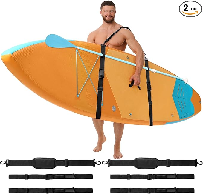 Sanwuta 2 Pack Adjustable Sup Kayak Paddle Board Accessories Surfboard Shoulder Carry Straps for Women and Men